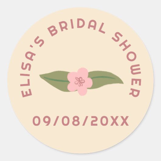 Retro Boho Pret Fun Bloemstuk Aangepaste Bruidsdou Ronde Sticker (Voorkant)