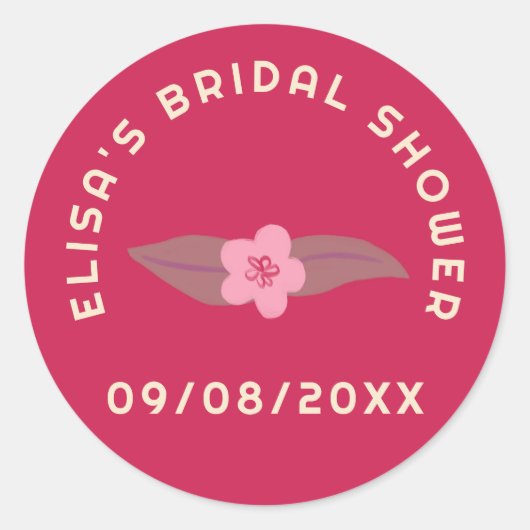 Retro Boho Pret Fun Bloemstuk Aangepaste Bruidsdou Ronde Sticker (Voorkant)
