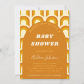 Retro Boho Rainbow Arch 60s 70s Oranje Baby shower Kaart (Voorkant)