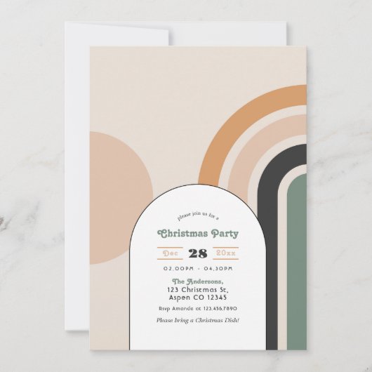 Retro Boho Rainbow Arch Kerstfeest Kaart (Voorkant)