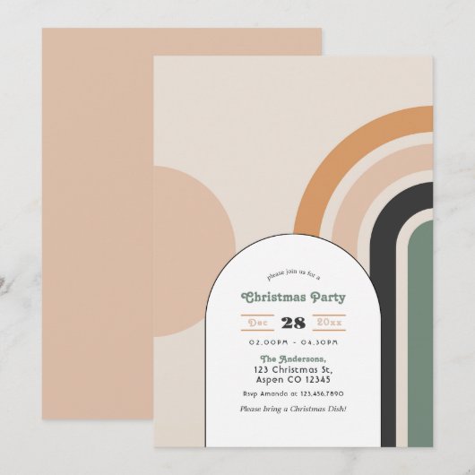 Retro Boho Rainbow Arch Kerstfeest Kaart (Voorkant / Achterkant)