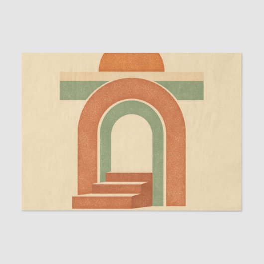 Retro Boho Rainbow Arch Minimalist Design Tissuepapier (Voorkant)