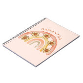 Retro Boho Rainbow Naam Spiraal Foto Notitieboek (Linkerzijde)