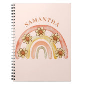 Retro Boho Rainbow Naam Spiraal Foto Notitieboek (Voorkant)
