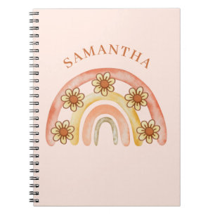 Retro Boho Rainbow Naam Spiraal Foto Notitieboek