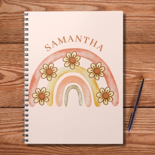 Retro Boho Rainbow Naam Spiraal Foto Notitieboek