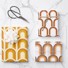 Retro Boho Rainbow Pattern 60s 70s 70s Inpakpapier Vel