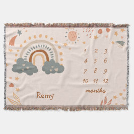 Retro Boho Rainbow Rust Baby Maanden Deken