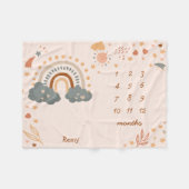 Retro Boho Rainbow Rust Baby Maanden Fleece Deken (Voorkant (Horizontaal))