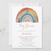 Retro Boho Rainbow Script Bohemian Baby shower Kaart (Voorkant)
