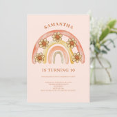 Retro Boho Regenboog 10e Verjaardagsfeest Kaart (Staand voorkant)
