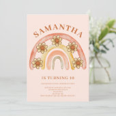 Retro Boho Regenboog 10e Verjaardagsfeest Kaart (Staand voorkant)