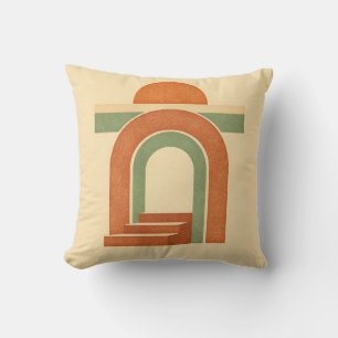 Retro Boho Regenboog Boog Minimalistisch Ontwerp Kussen