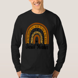 Retro Boho Regenboog Maatschappelijk Werker Overhe T-shirt