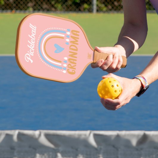 Retro Boho Regenboog Oma gepersonaliseerd Pickleball Paddle (Insitu)