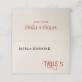 Retro Boho Rode Bloemen Patroon Opgevouwen Plaats  Plaatskaartje (Buitenkant ongevouwen)