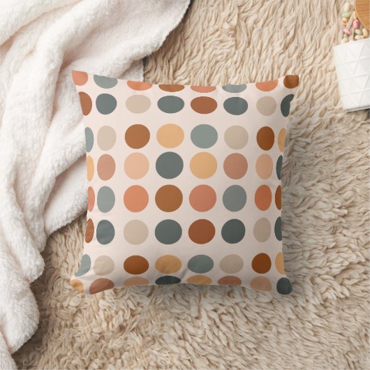 Retro Boho Roest en Neutrale Stippen Kussen (Deken)