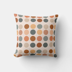 Retro Boho Roest en Neutrale Stippen Kussen