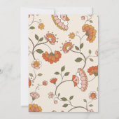 Retro Boho Rood Roze Geel Bloemen Patroon Bruiloft Kaart (Achterkant)