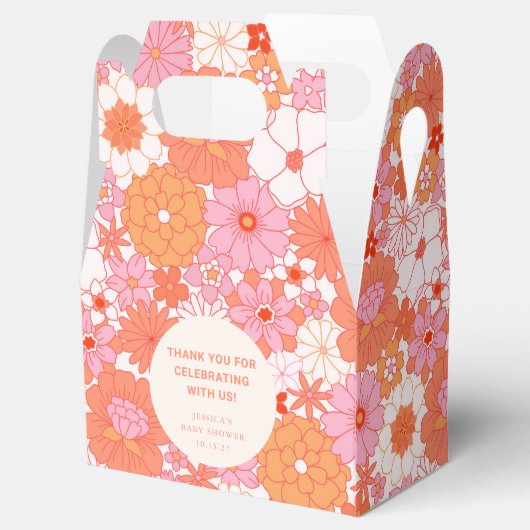 Retro Boho Roze Bloemen Custom Baby shower Bedankt Bedankdoosjes (Geopend)