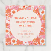 Retro Boho Roze Bloemen Custom Baby shower Bedankt Bedankjes Labels (Achterkant)
