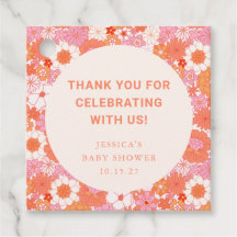 Retro Boho Roze Bloemen Custom Baby shower Bedankt