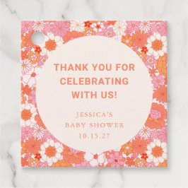 Retro Boho Roze Bloemen Custom Baby shower Bedankt Bedankjes Labels