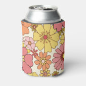 Retro Boho Roze Bloemen Groovy Bat Mitzvah Custom Blikjeskoeler (Blikje Achterkant)