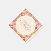 Retro Boho Roze Bloemen Groovy Bat Mitzvah Custom Servet (Hoek)