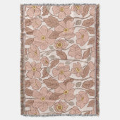 Retro Boho Roze Botanische Geïllustreerde Bloem Deken (Voorkant Verticaal)