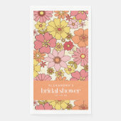 Retro Boho Roze Geel Bloemstuk Bruiloft Eigen Ontw Servet (Voorkant)