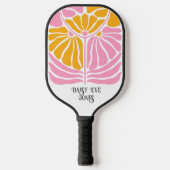 Retro Boho Roze Goud Sinaasappel Bloemen Gepersona Pickleball Paddle (Voorkant)