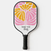 Retro Boho Roze Goud Sinaasappel Bloemen Gepersona Pickleball Paddle (Achterkant)
