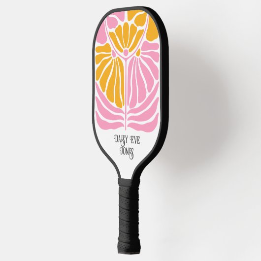 Retro Boho Roze Goud Sinaasappel Bloemen Gepersona Pickleball Paddle (Links)