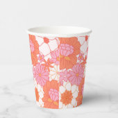 Retro Boho Roze Oranje Bloemige Cute Bloemen Papieren Bekers (Rechts)