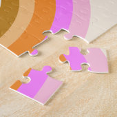 Retro Boho Roze Regenboog Gepersonaliseerde Naam Legpuzzel (Zijkant)