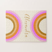 Retro Boho Roze Regenboog Persoonlijke Naam Legpuzzel (Horizontaal)