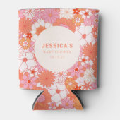 Retro Boho Roze Sinaasappel Bloemen Custom Baby sh Blikjeskoeler (Voorkant)