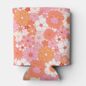 Retro Boho Roze Sinaasappel Bloemen Custom Baby sh Blikjeskoeler (Achterkant)