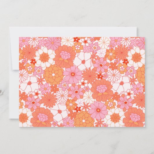 Retro Boho Roze Sinaasappel Bloemen Gepersonalisee Bedankkaart (Achterkant)