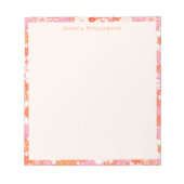 Retro Boho Roze Sinaasappel Bloemen Gepersonalisee Notitieblok (Voorkant)