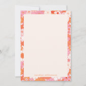 Retro Boho Roze Sinaasappel Bloemen Gepersonalisee Notitiekaartje (Voorkant)