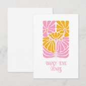 Retro Boho Roze Sinaasappel Gouden Bloemen Notitiekaartje (Voorkant / Achterkant)