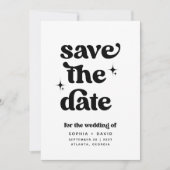 Retro Boho Save the Date Zwart-wit Kaarten (Voorkant)