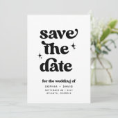 Retro Boho Save the Date Zwart-wit Kaarten (Staand voorkant)