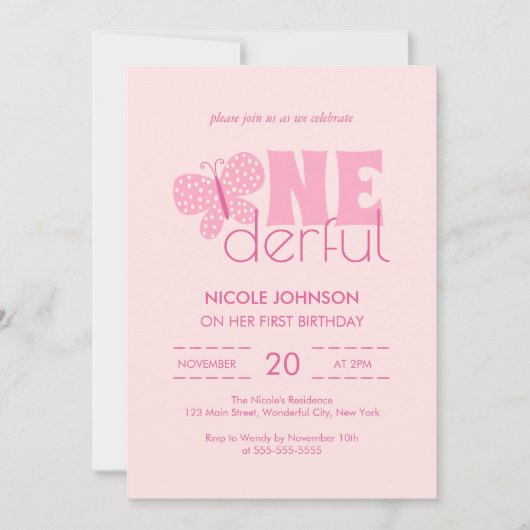 Retro Boho Schattige Vlinder Kinder 1e Verjaardag  Kaart (Voorkant)