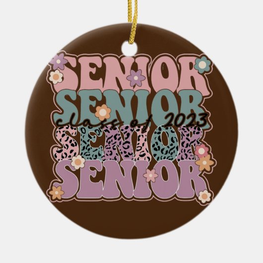 Retro Boho Senior 2023 Klasse van 2023 Afstuderen Keramisch Ornament (Voorkant)