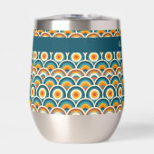 Retro Boho Sinaasappel Blauw Zon Cirkel Patroon (Voorkant)