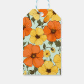 Retro Boho Sinaasappel Geel Bloemen Leuke Verjaard Cadeaulabel (Achterkant)
