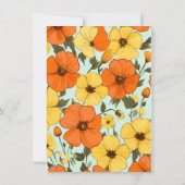 Retro Boho Sinaasappel Geel Bloemen Leuke Verjaard Kaart (Achterkant)